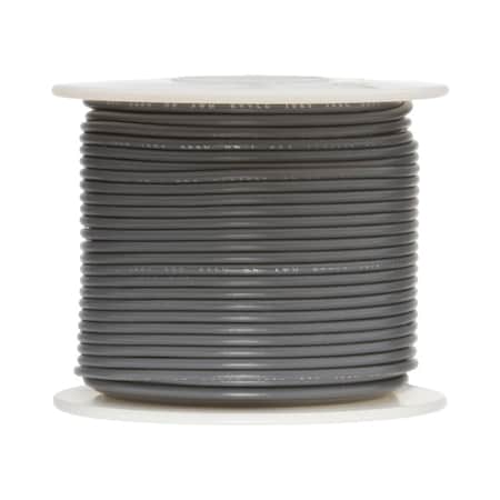 28 AWG Gauge Solid Hook Up Wire, 250 Ft Length, Gray, 0.0126 Diameter, UL1007, 300 Volts